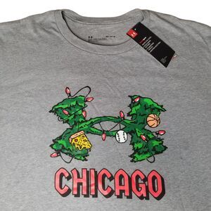 Under Armour UA Chicago Holiday Mens T-Shirt Long sleeve Gray Medium Christmas
